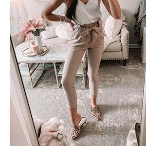 Women's Cropped Paper Bag Waist Pants in S Camel